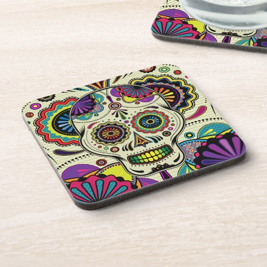 Sugar Skull Art / Dag van de dode onderzetters (Linkerzijde)