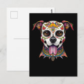 Sugar Skull Art - Dag van de Dode Sugar Skull Hond Briefkaart (Voorkant / Achterkant)