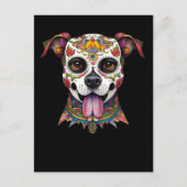 Sugar Skull Art - Dag van de Dode Sugar Skull Hond Briefkaart (Voorkant)