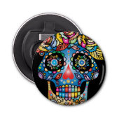 Sugar Skull Art, Dag van de Doden Button Flesopener (Voorkant)