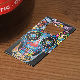 Sugar Skull Art, Dag van de Doden Creditkaart Flessenopener