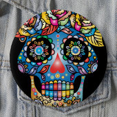 Sugar Skull Art, Dag van de Doden Ronde Button 4,0 Cm