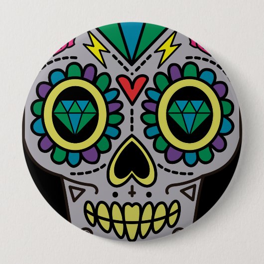 Sugar Skull Art, Dag van de Doden Ronde Button 4,0 Cm (Voorkant)
