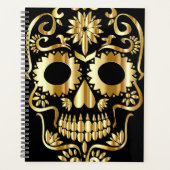 Sugar Skull Art, Dag van de Doden, Zwart en Goud Planner (Voorkant)
