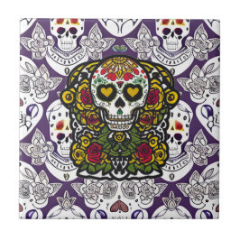 Sugar Skull Art - Dag van het Dode Altaar Tegeltje