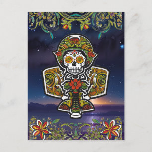 Sugar Skull Art - Dag van het Dode Vliegtuigaltaar Briefkaart