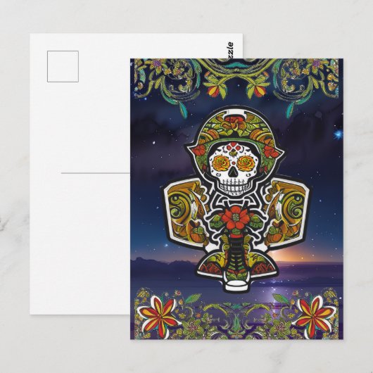 Sugar Skull Art - Dag van het Dode Vliegtuigaltaar Briefkaart (Voorkant / Achterkant)