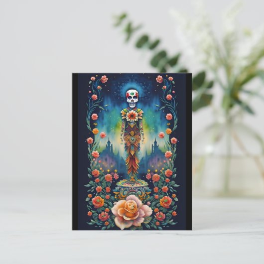 Sugar Skull Art - Dia de los Muertos Briefkaart (Staand voorkant)