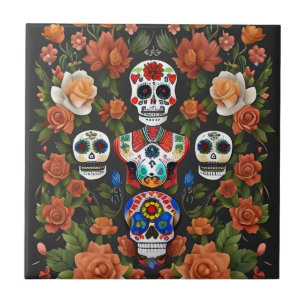 Sugar Skull Art - Dia de los Muertos Tegeltje