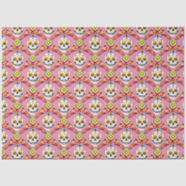 Sugar Skull Art - diagonaal raster (roze) Tissuepapier