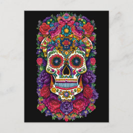Sugar Skull Art - een kleurrijk eerbetoon Briefkaart