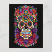 Sugar Skull Art - een kleurrijk eerbetoon Briefkaart (Voorkant)
