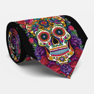 Sugar Skull Art - een kleurrijk eerbetoon Stropdas