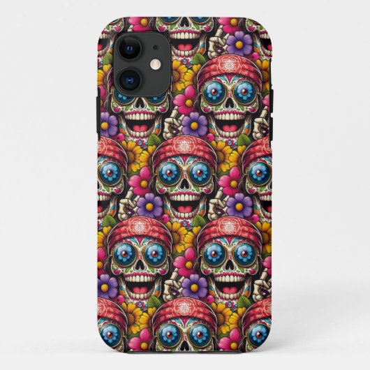 Sugar Skull Art - een kleurrijk Fusion Peace-teken Case-Mate iPhone Case (Achterkant)