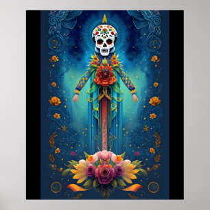 Sugar Skull Art - Eerbetoon aan de Mexicaanse trad Poster