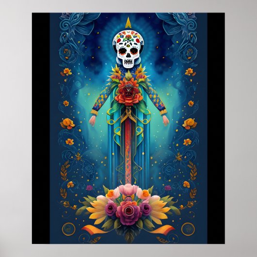 Sugar Skull Art - Eerbetoon aan de Mexicaanse trad Poster (Voorkant)