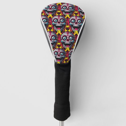 Sugar Skull Art - elektrische dag van de doden Golfheadcover (Voorkant)