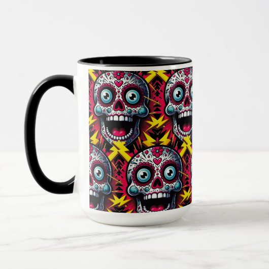 Sugar Skull Art - elektrische dag van de doden Mok (Links)