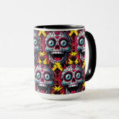 Sugar Skull Art - elektrische dag van de doden Mok (Voorkant rechts)