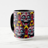 Sugar Skull Art - elektrische dag van de doden Mok (Voorkant links)