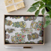 Sugar Skull Art - Feestelijk patroon (wit) Tissuepapier (Geschenk)