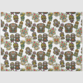 Sugar Skull Art - Feestelijk patroon (wit) Tissuepapier