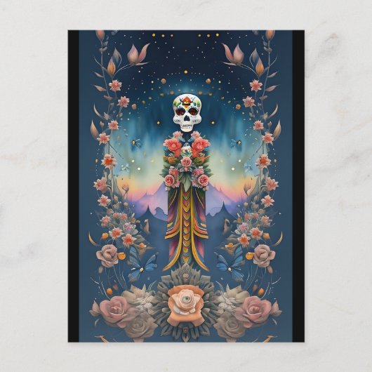 Sugar Skull Art - Feestelijke Dag van de Doden Briefkaart (Voorkant)