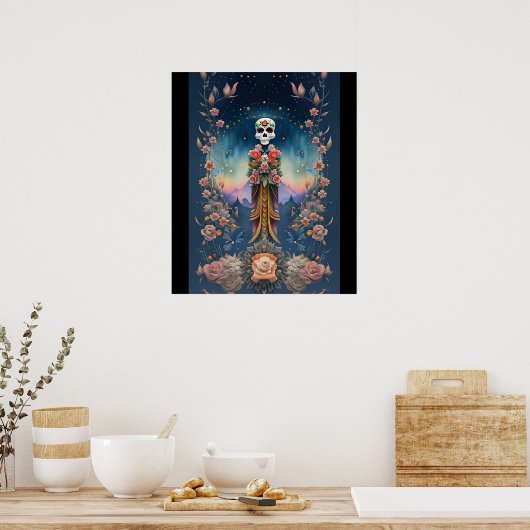 Sugar Skull Art - Feestelijke Dag van de Doden Poster (Keuken)