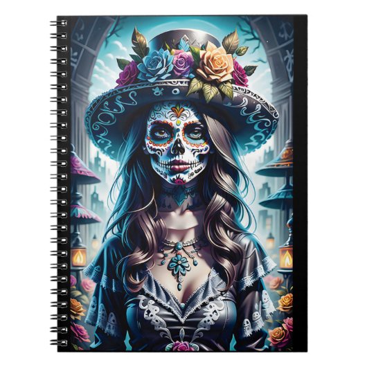 Sugar Skull Art - Feestelijke geest Notitieboek (Voorkant)