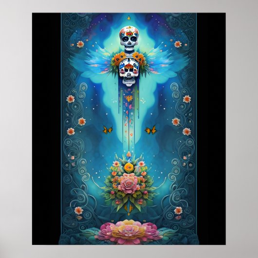 Sugar Skull Art-Festive Spirit Dia de los Muertos Poster (Voorkant)