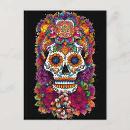Sugar Skull Art - Fiesta van kleuren Briefkaart