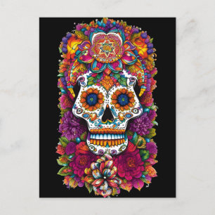 Sugar Skull Art - Fiesta van kleuren Briefkaart