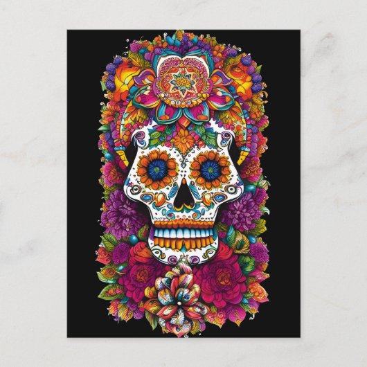 Sugar Skull Art - Fiesta van kleuren Briefkaart (Voorkant)