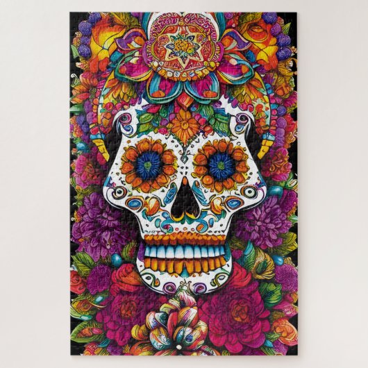 Sugar Skull Art - Fiesta van kleuren Legpuzzel (Verticaal)