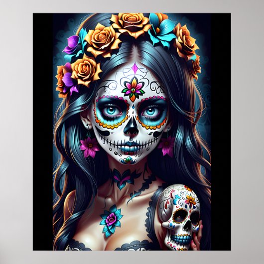 Sugar Skull Art - Fiesta van kleuren Poster (Voorkant)