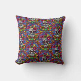 Sugar Skull Art - Floral Fiesta Kussen