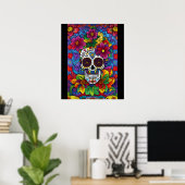 Sugar Skull Art - Floral Fiesta Poster (Thuiskantoor)