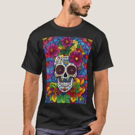 Sugar Skull Art - Floral Fiesta T-shirt
