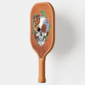 Sugar Skull Art Flowers Vlinder Sinaasappel Grunge Pickleball Paddle (Links)