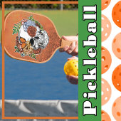 Sugar Skull Art Flowers Vlinder Sinaasappel Grunge Pickleball Paddle