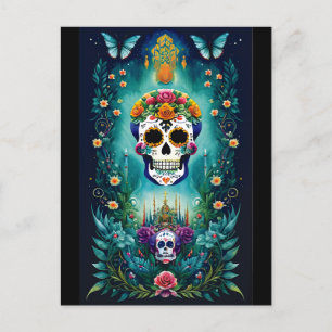 Sugar Skull Art - Geïnspireerd door Mexicaanse tra Briefkaart