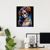 Sugar Skull Art - Gezichten van het festival Poster (Thuiskantoor)