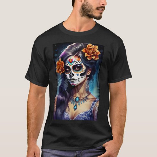 Sugar Skull Art - Gezichten van het festival T-shirt (Voorkant)