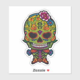 Sugar Skull Art - Groene skelet bloemige handen Sticker