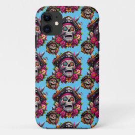 Sugar Skull Art - Jolly Pirate Skull (hemelsblauw) Case-Mate iPhone Case