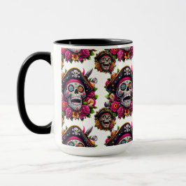 Sugar Skull Art - Jolly Pirate Skull (wit) Mok