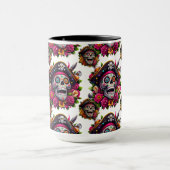 Sugar Skull Art - Jolly Pirate Skull (wit) Mok (Midden)