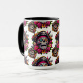 Sugar Skull Art - Jolly Pirate Skull (wit) Mok (Voorkant links)