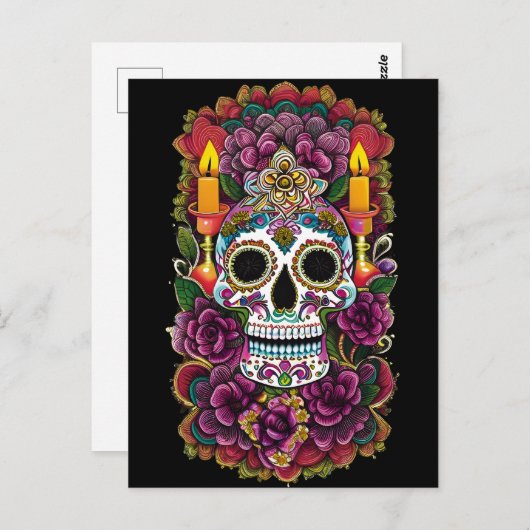 Sugar Skull Art - Kaars verlicht altaar Briefkaart (Voorkant / Achterkant)