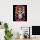 Sugar Skull Art - Kaars verlicht altaar Poster (Thuiskantoor)